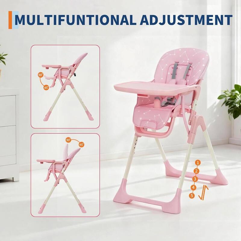 Adjustable Height Foldable Feeding Chairs for Babies and Toddlers