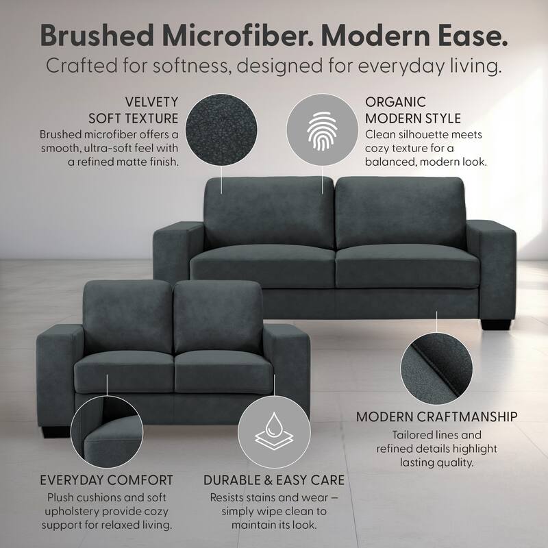 Yvonne Modern Sofa, Loveseat, Living Room Set, Upholstered Couch with Removable Cushions