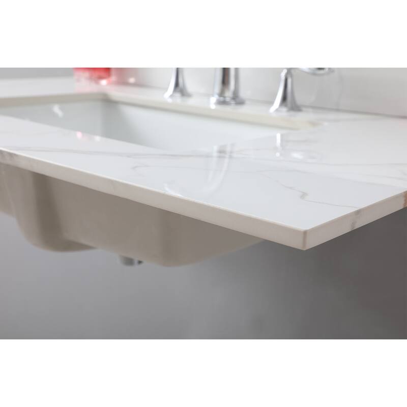 37" Bathroom Vanity Top Stone Carrara Gold Tops with Rectangle Undermount Ceramic Sink