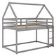 preview thumbnail 28 of 26, Distinctive Twin over Twin Low House Bunk Kids Bed with Roof,Ladder,Guardrail and House-shaped Frame