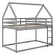 preview thumbnail 1 of 7, Modern Wood Bunk Beds Twin Size, Twin over Twin House Bed with Built-in Ladder, Montessori Floor Bunk Bed Frame with Guardrail Gray - Twin