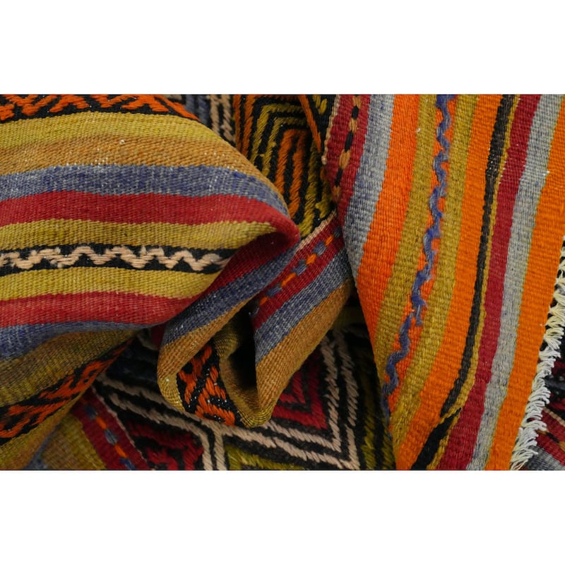 Hand Woven Oriental 100% Wool Carpet Southwestern Tribal Multi-Colored Kilim Area Rug - 10' 4'' X 6' 1''
