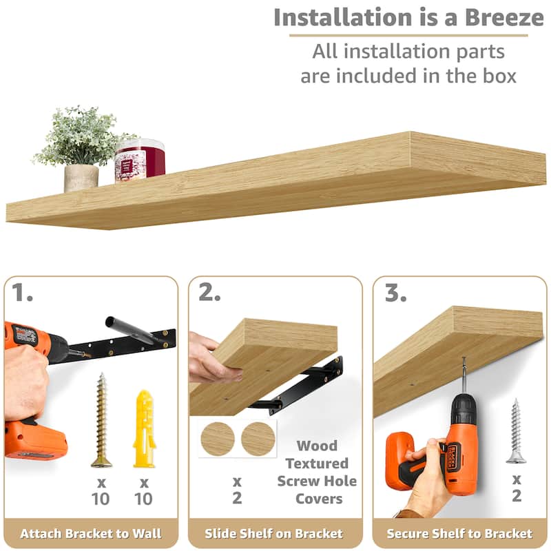 Sorbus Long Floating Shelves for Wall Set of 2 - 35"L x 9"W x 1.5"H