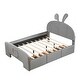 preview thumbnail 16 of 16, Full Size Velvet Platform Bed with Rabbit-Shaped Headboard & Drawers with Bed-End Storage Pocket, Beige