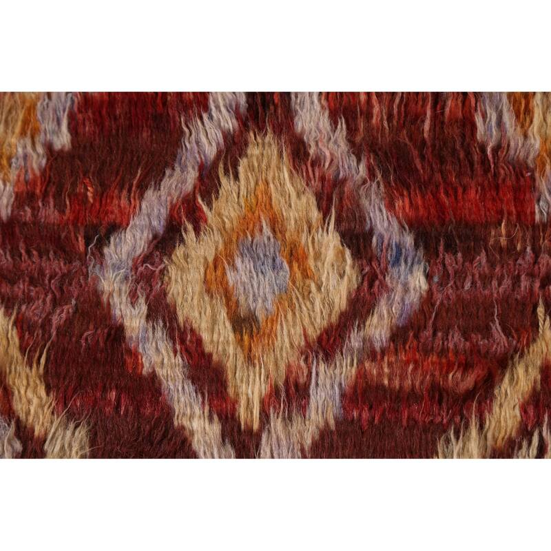 Hand Knotted Oriental 100% Wool Carpet Modern Tribal Red Moroccan Area Rug - 7' 8'' X 5' 8''
