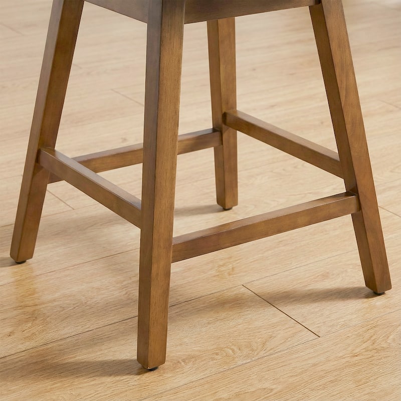 26 Inch Upholstered Swivel Counter Height Bar Stools with Back and Solid Wood Frame - 37.8"H x 20.9"W x 21.3"D
