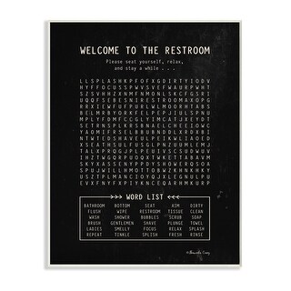 Stupell Seat Yourself Restroom Crossword Activity Distressed Black Wood