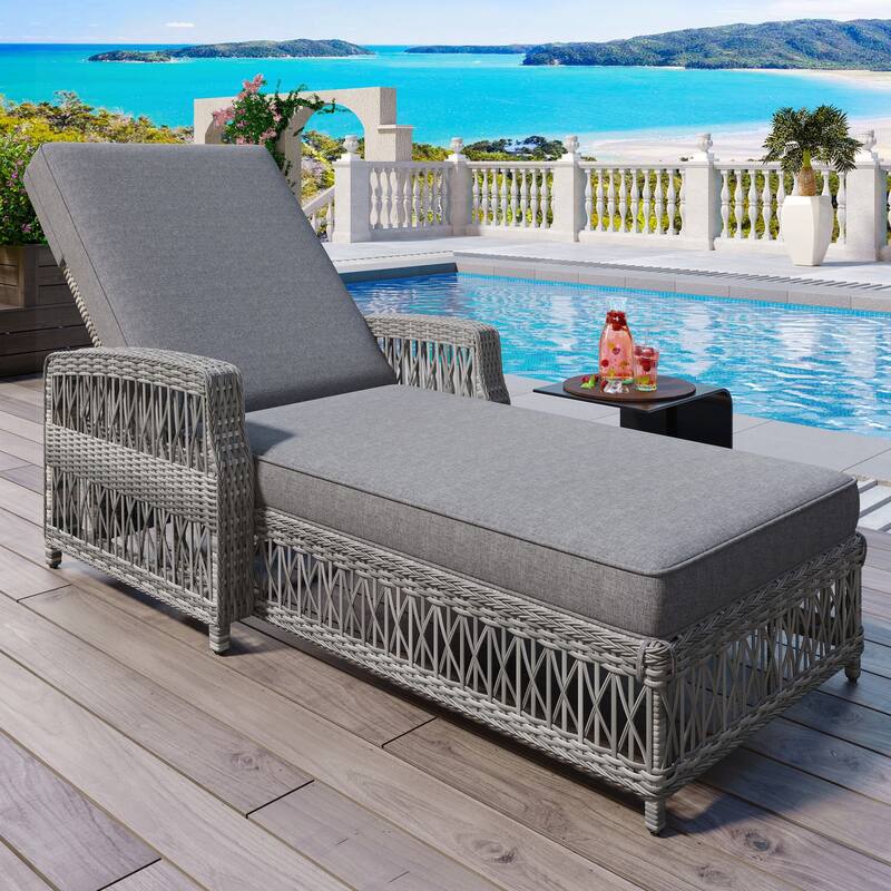 Outdoor Long Reclining Chaise - Grey