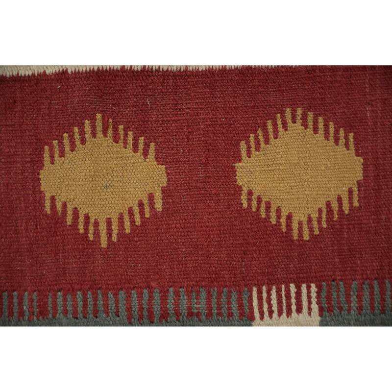 Hand Woven Oriental 100% Wool Carpet Southwestern Modern Greys & Charcoal Kilim Area Rug - 9' 9'' X 6' 7''