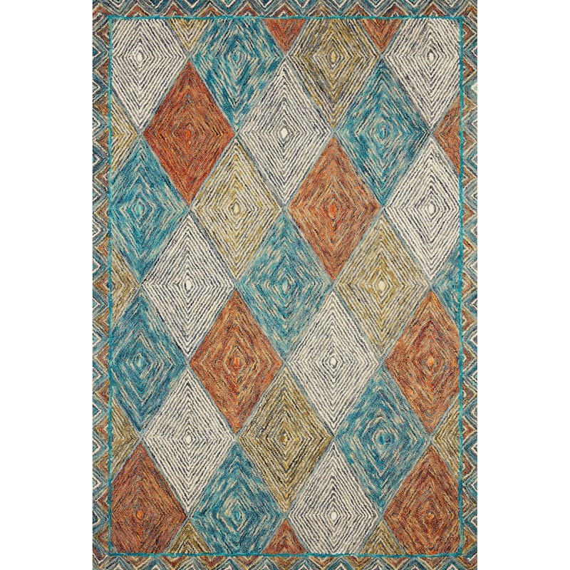 Alexander Home Kaleidoscope Diamond Hand-Hooked Wool Rug
