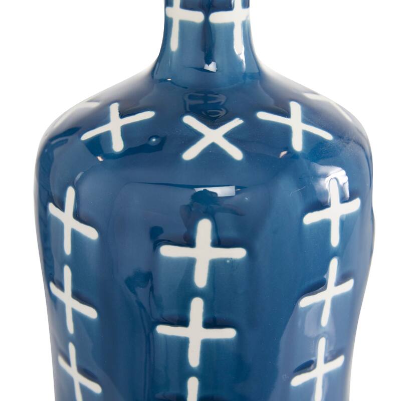 Ceramic Vase with Varying Patterns - Set of 3 Blue - Roche River Decor - 6"Wx6"Lx19"H