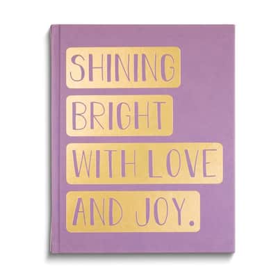 Curata Thomas Cocoa Purple Gold Foil Shining Bright with Love Joy 8x10in 256 Lined Pages Desk Journal