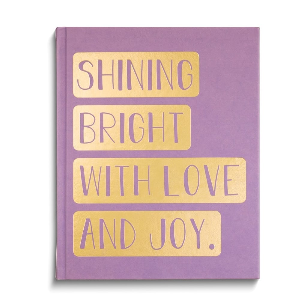 Curata Thomas Cocoa Purple Gold Foil Shining Bright with Love Joy 8x10in 256 Lined Pages Desk Journal