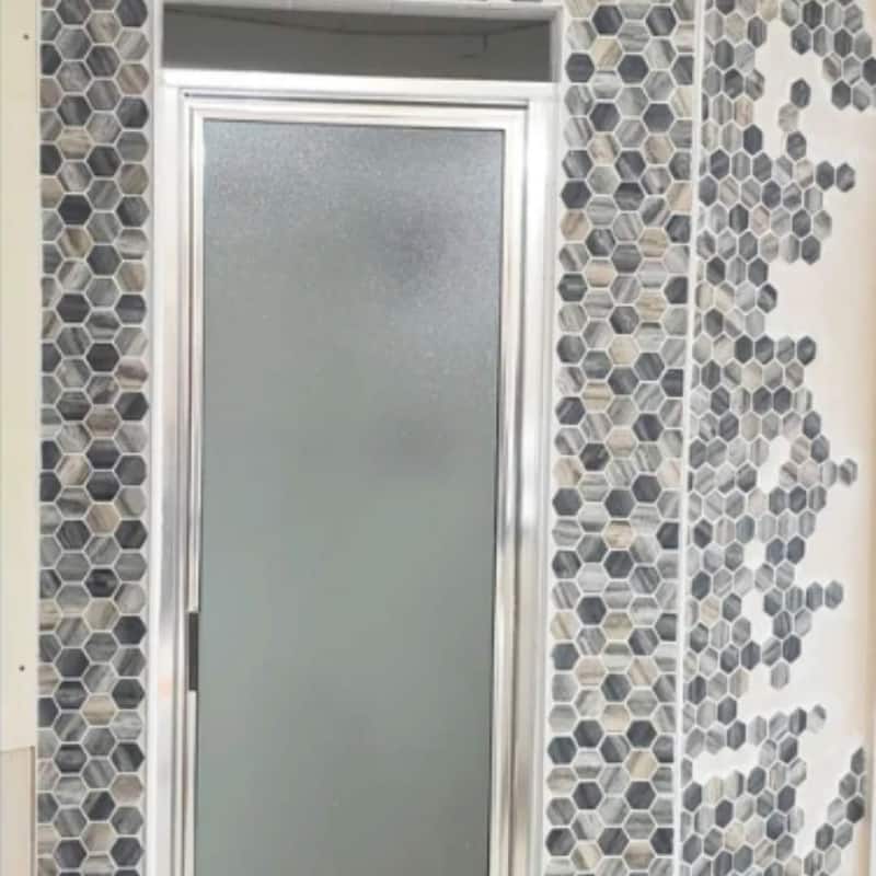 Recycled 1.88x1.88 Greige Wood Look Glass Hexagon Mosaic Tile - Wall & Backsplash