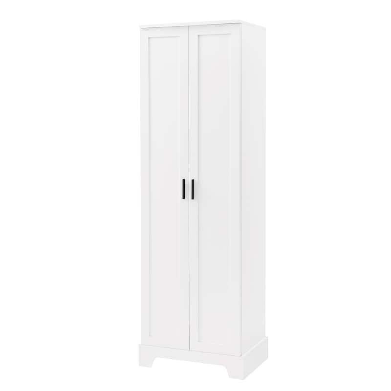 2 Door Bathroom Storage Cabinet 71" Tall Wooden Bathroom Cabinet w/ Adjustable Shelves Bathroom Floor Cabinet Storage Unit