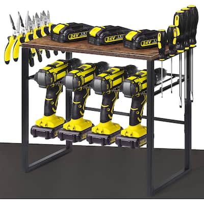 Bench Top Power Tool Organizer with 4 Drill Holders