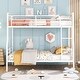 preview thumbnail 1 of 9, Full XL Over Queen Metal Bunk Bed with Safety Guardrail & Staircase White - Queen