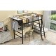 preview thumbnail 4 of 6, Twin Size Metal Loft Bed with Storage Shelves, Desk, and Hanging Clothes Rack