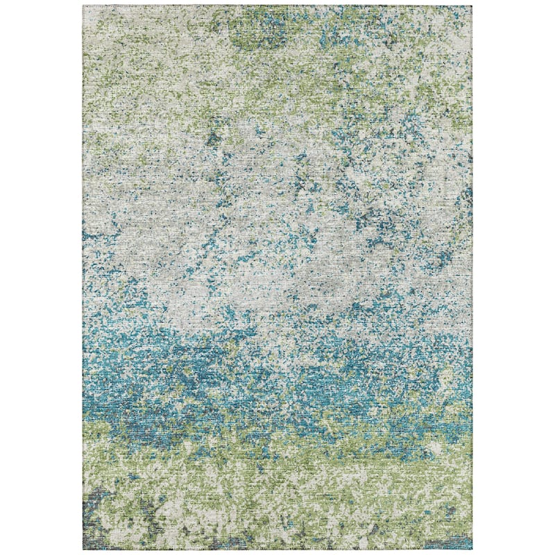 Indoor/Outdoor Rylee Modern Abstract Washable Rug New - Green - 10' x 14'