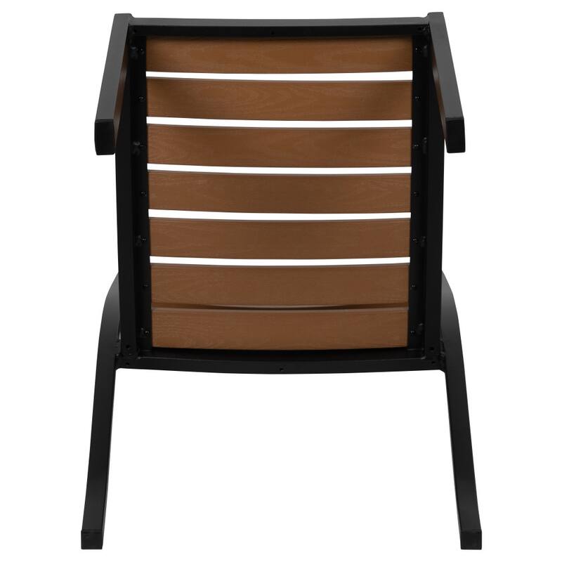 Outdoor Faux Teak Side Chair with Poly Slats - Teak Patio Chair