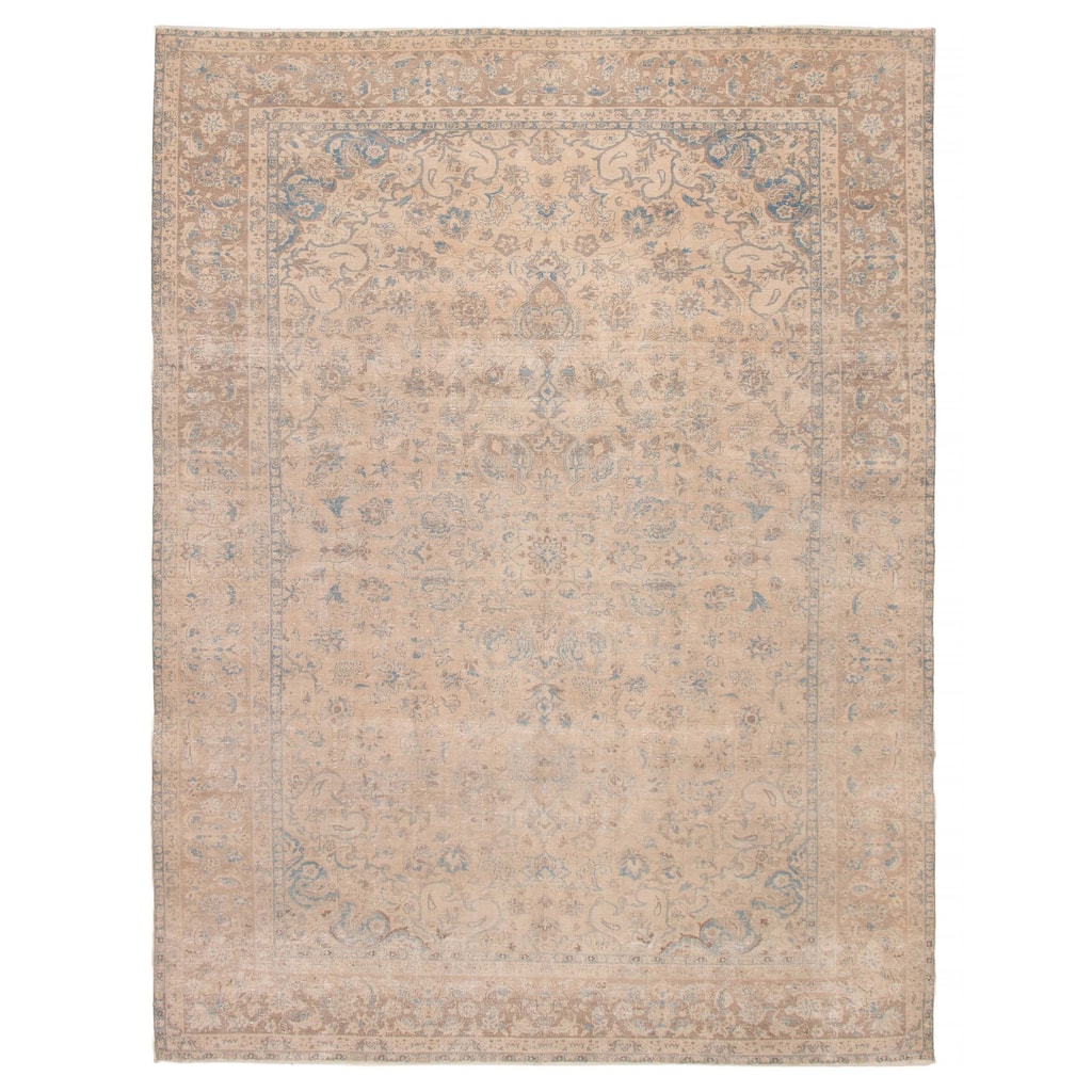 ECARPETGALLERY Hand-knotted Antalya Vintage Beige Wool Rug - 9'5 x 12'6