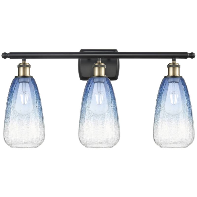 Innovations Lighting Endless Possibilities Ballston - Brookhaven Almond - 3 Light 26" Bath Vanity Light - Black Antique Brass/Sapphire Blue