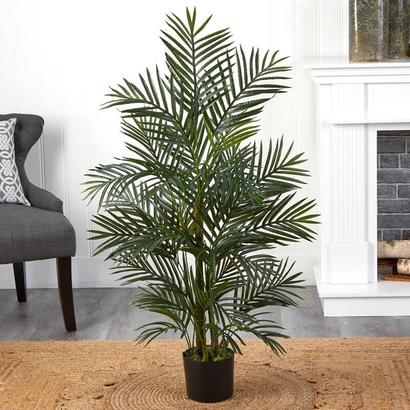 Southwestern Palm Tree - Indoor Outdoor Decor, 42" Decorative Tree, UV Resistant, Multiple Trunks, Living Room, Patio - 3.5ft.