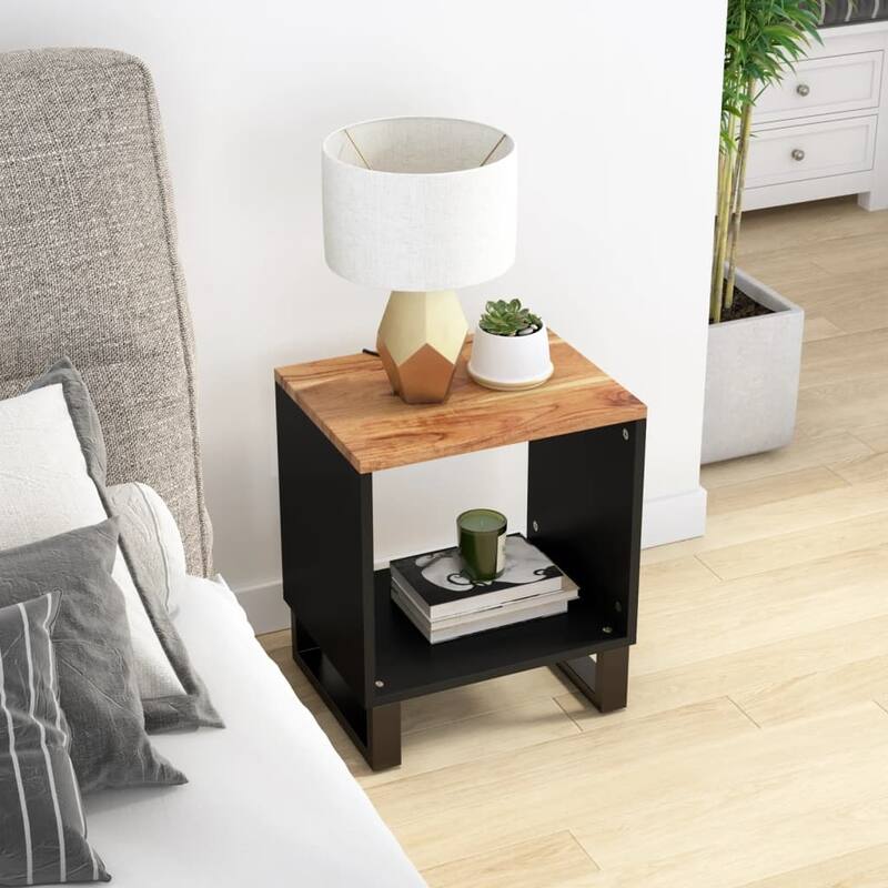vidaXL Coffee Table 15.7"x12.2"x18.1" Solid Wood Mango&Engineered Wood - Brown - Acacia