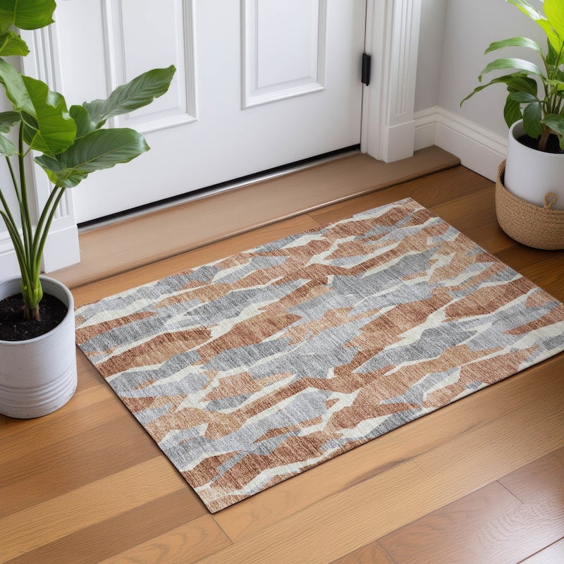 Machine Washable Indoor/ Outdoor Contemporary Dylan Chantille Rug