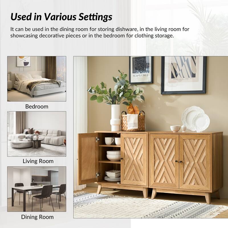 Joseph Midcentury 30"Tall 2 Door Accent Cabinet Set of 2 by HULALA HOME