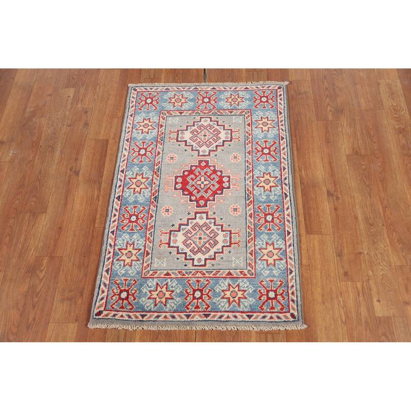 Geometric Kazak Foyer Rug Handmade Accent Wool Carpet - 2'0" x 3'0"