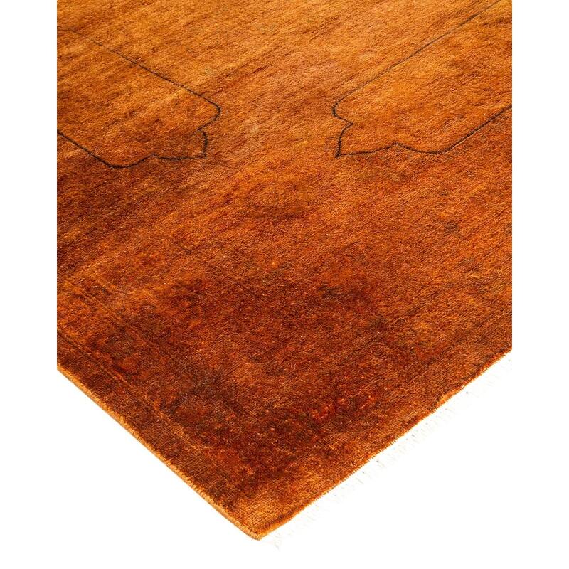 Overton Hand Knotted Wool Vintage Inspired Modern Contemporary Overdyed Gold Area Rug - 9' 1" x 12' 8"