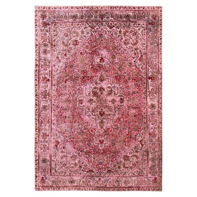 ECARPETGALLERY Hand-knotted Color Transition Pink Wool Rug - 6'5 x 9'5