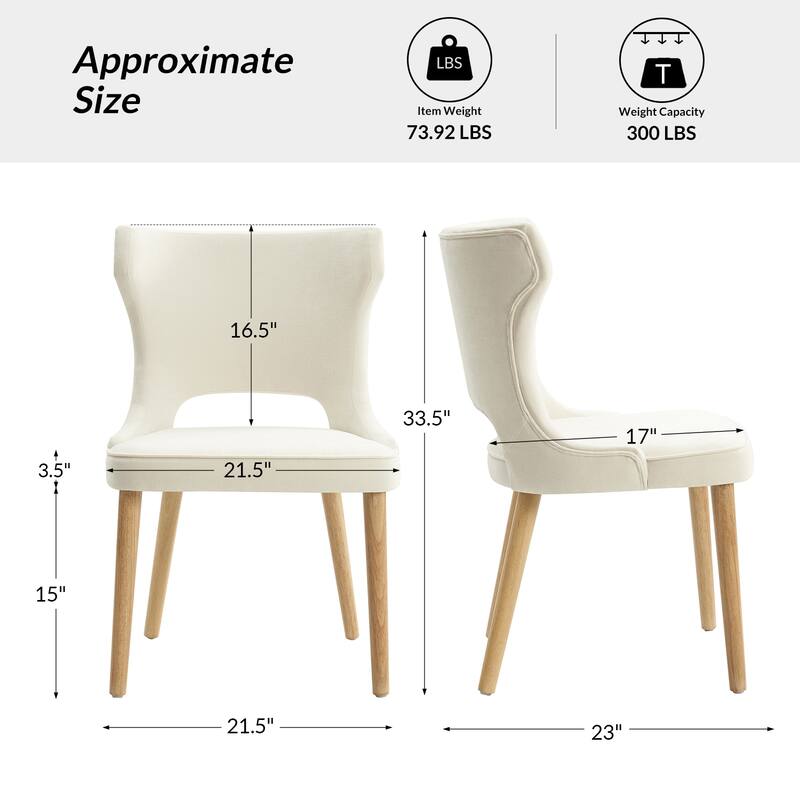 Rita Mid-century Modern Dining Chair with Solid Wood Legs Set of 6 by HULALA HOME