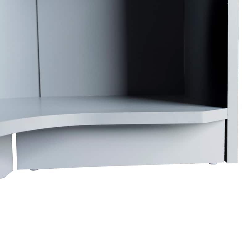 Gray Armoires Polygon Corner Wardrobe Closet Cabinet with Hanging Area