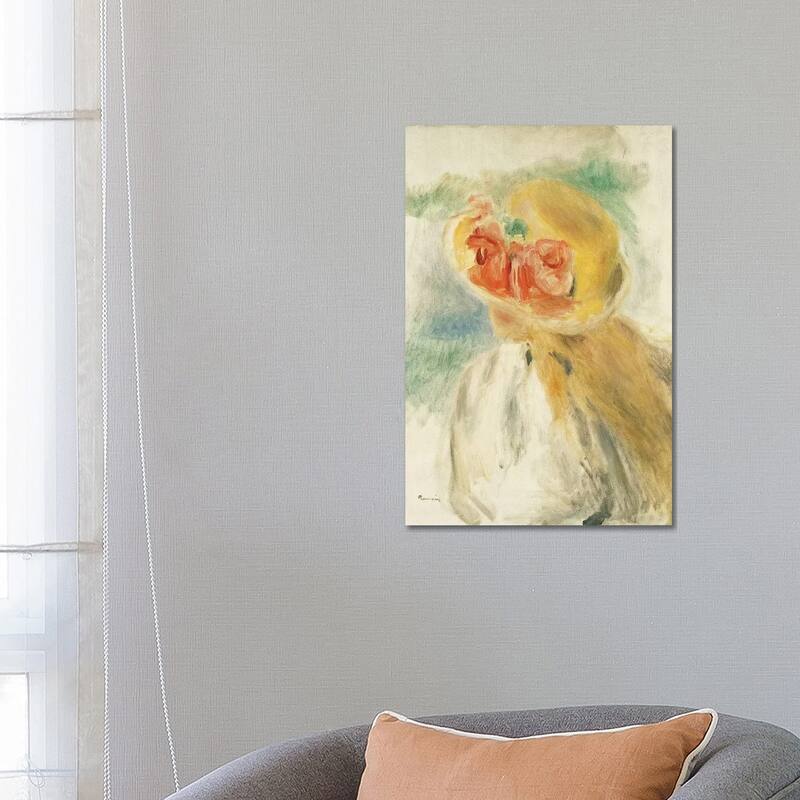 iCanvas "Young Girl with Flowers in her Hat" by Pierre-Auguste Renoir Canvas Print - 26x18x1.5