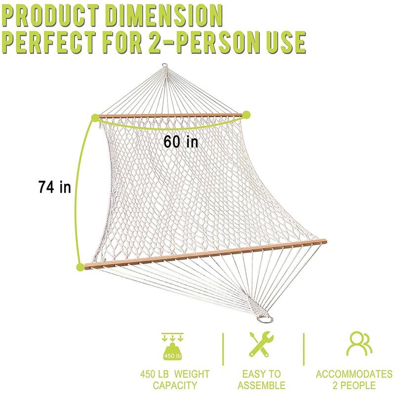 13FT Double Rope Hammocks, Traditional Hand Woven Cotton Hammock