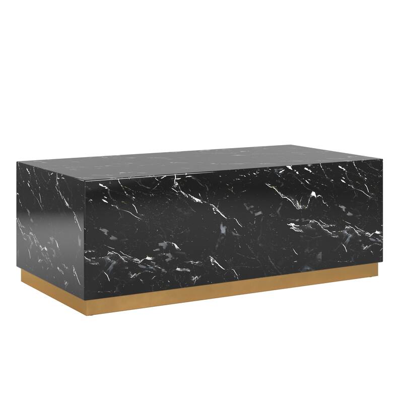 Darcy Faux Marble Coffee Table with Casters by iNSPIRE Q Bold - Large Rectangular - Black