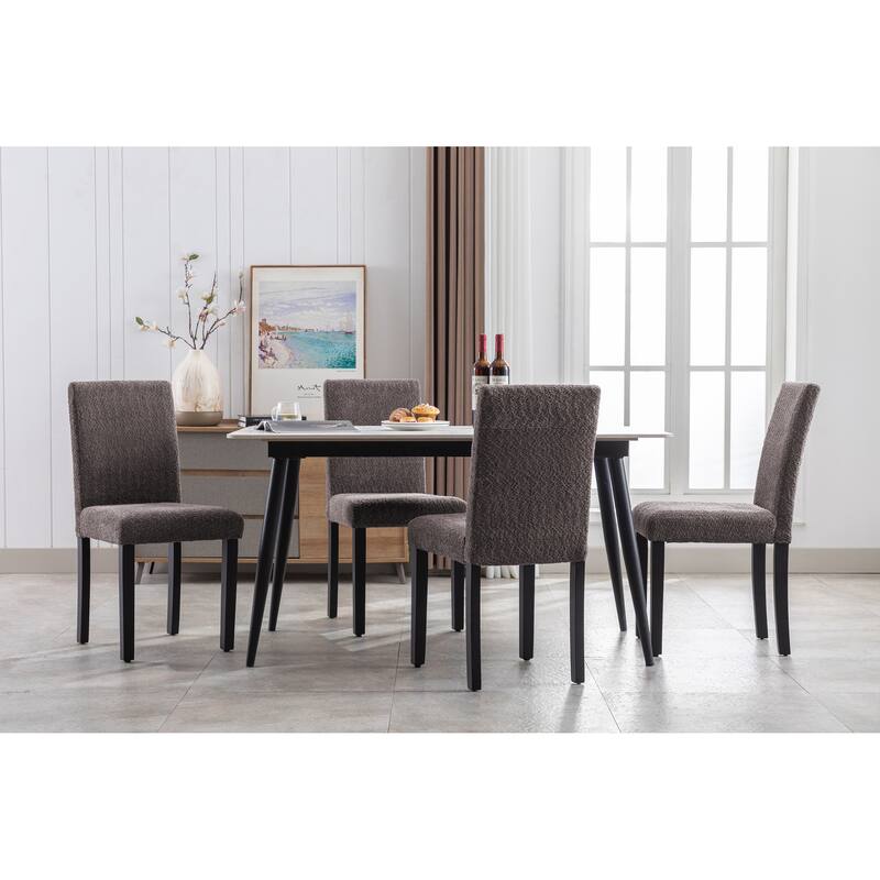 Porthos Home Bleiz Teddy Fabric Dining Chairs with Rubberwood Legs, Set of 4