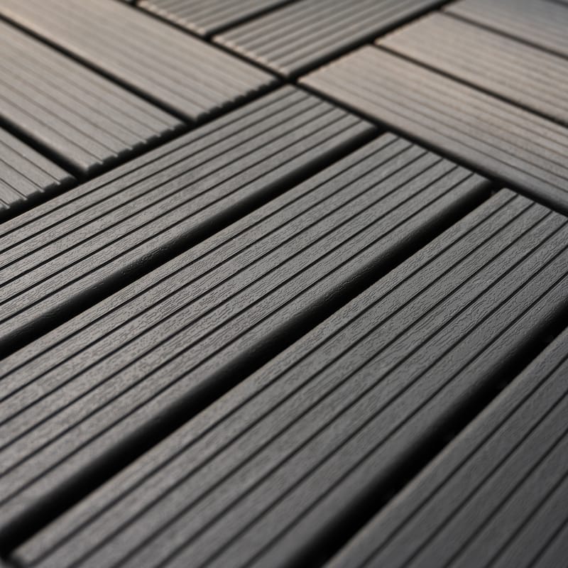 Outdoor Plastic Interlocking Deck Tiles Patio Decking Tiles for Poolside Balcony Backyard (44 Pack） - Stripe - Grey