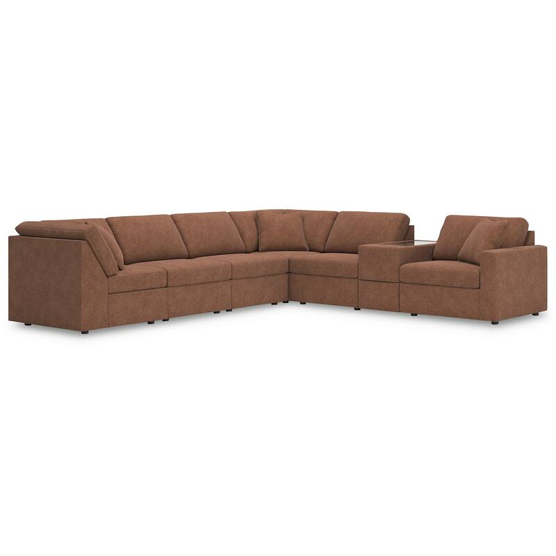 Signature Design by Ashley Modmax Orange 7-Piece Sectional with Storage Console - 138"W x 86"D x 36"H