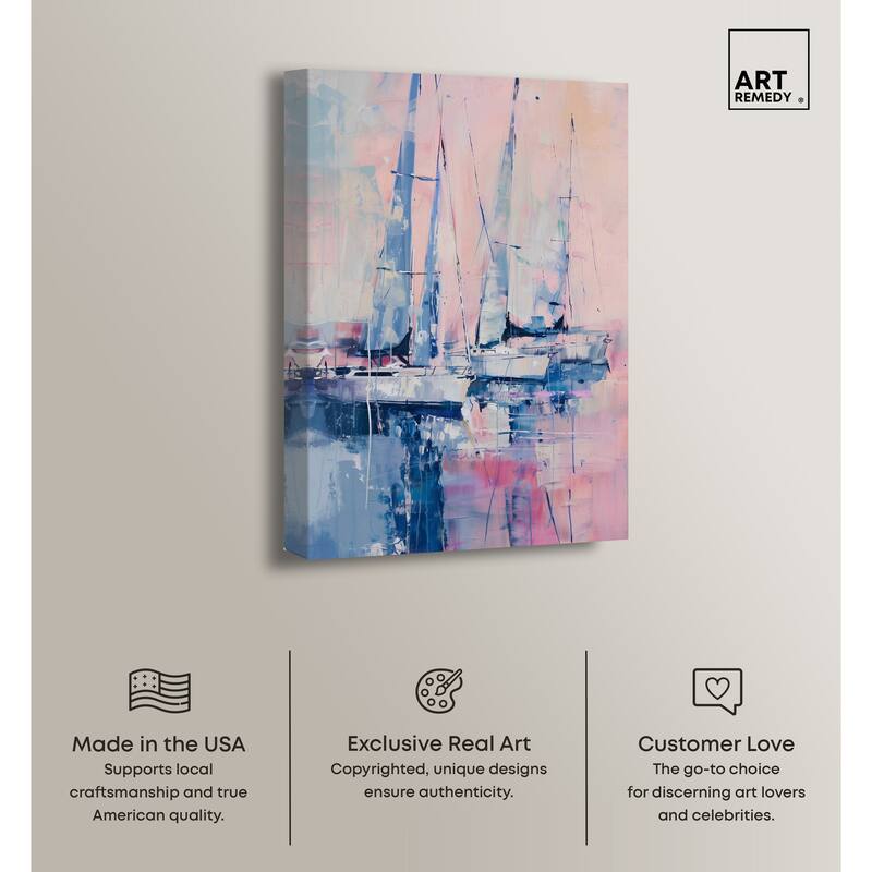 Art Remedy Pastel Sea Breeze Gallery Wrapped Sailing 1 Piece Canvas Wall Art