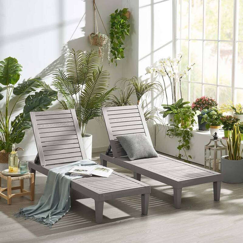 Empyrean Waterproof, Lightweight, and Adjustable Outdoor Chaise Lounge Chairs for Patio and Poolside - 74.5" x 22.8" x 11.2"