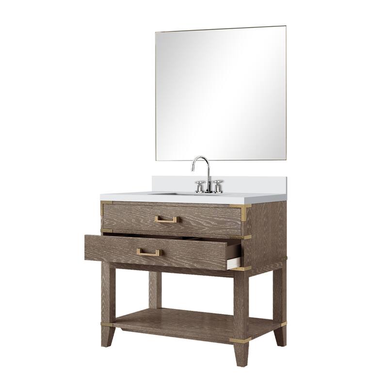 Norwalk Bath Vanity with Cultured Marble Top, Sink, Mirror and Faucet