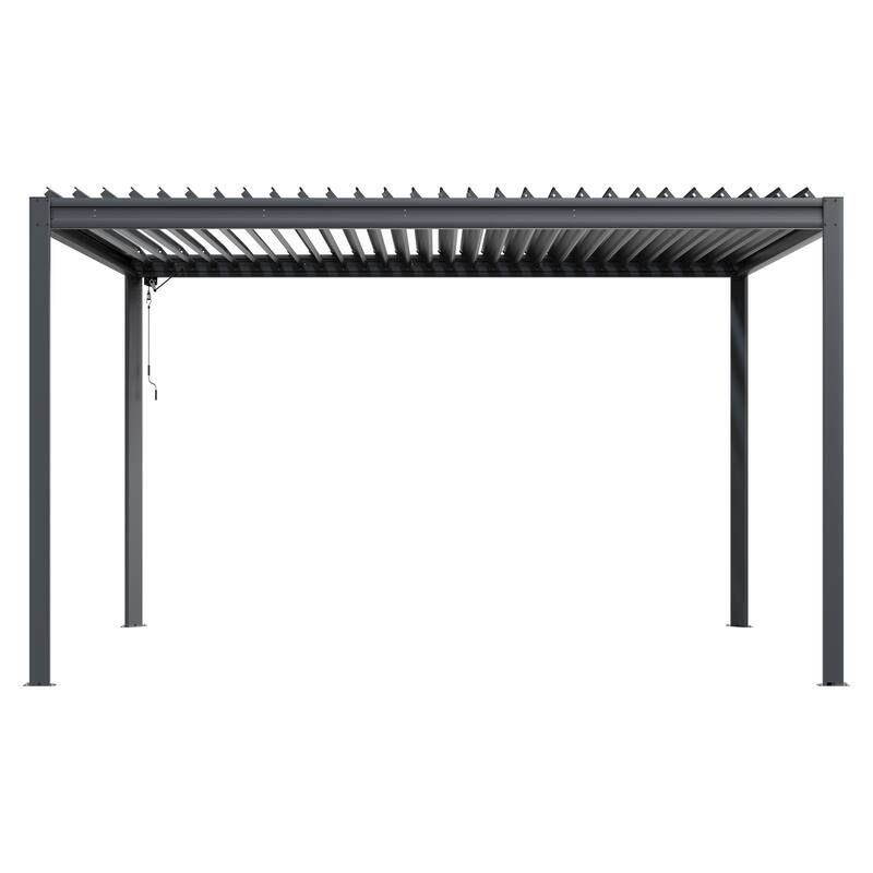 10X13FT Outdoor Aluminum Frame Louvered Pergola Gazebo with Adjustable Roof