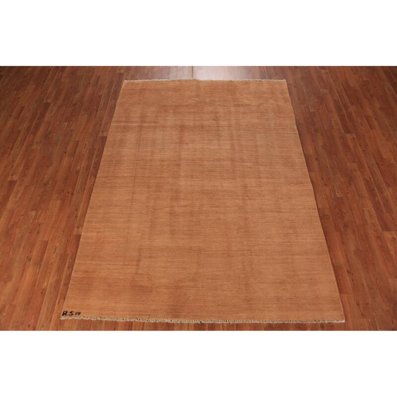 Modern Gabbeh Area Rug Handmade Oriental Solid Wool Carpet - 5'7" x 7'11"