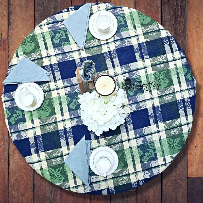 Plaid Jacquard Cotton Delicate Floral Tablecloth Collection