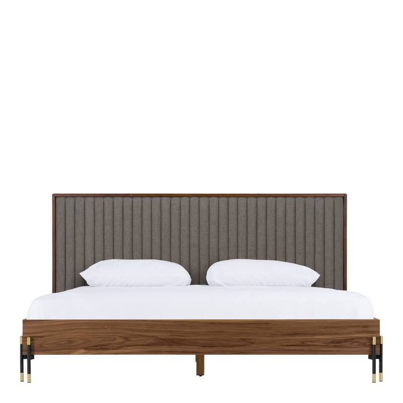 Nova Domus Metcalf Mid-Century Walnut & Grey Bed