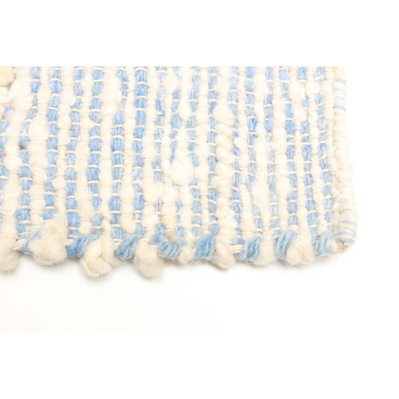 ECARPETGALLERY Braid weave Sienna Light Blue Wool Rug - 5'0 x 8'1