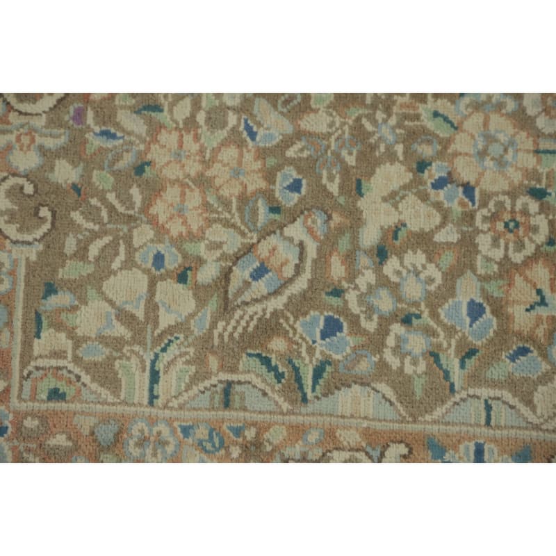 Hand Knotted Oriental 100% Wool Carpet Traditional Floral Brown Kerman Area Rug - 2' 10'' X 1' 9''